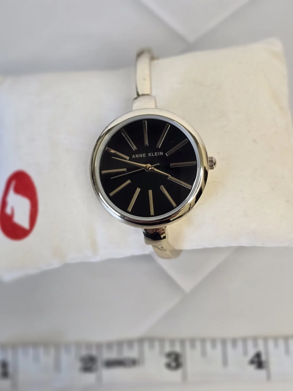Anne Klein Gold and Black Slim Bangle Watch